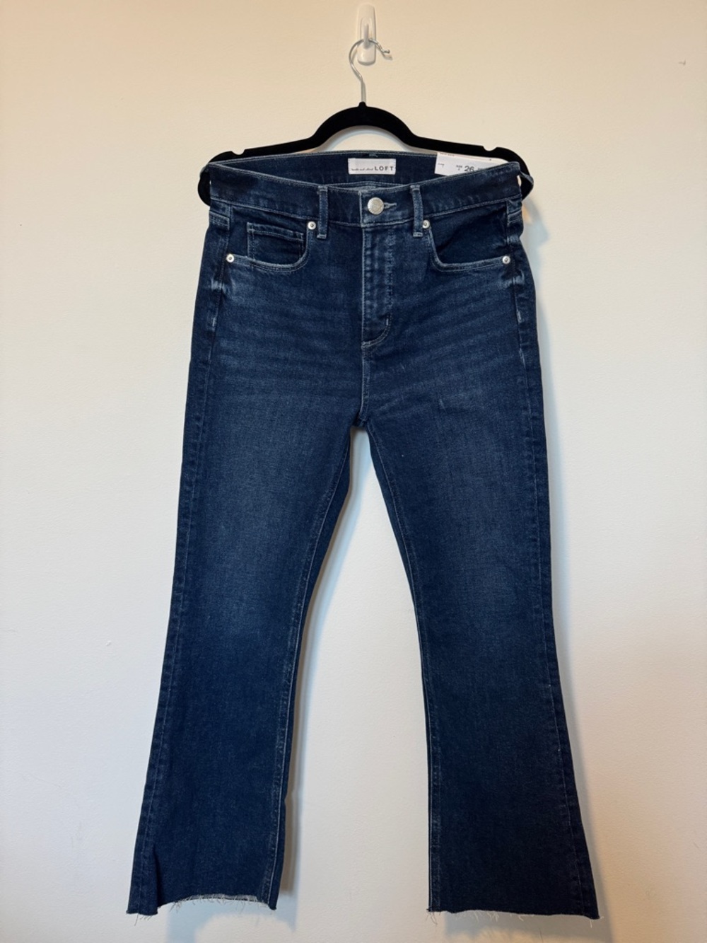 LOFT Dark Indigo Flare Crop Jeans